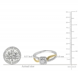 0.55 Carat (ctw) 10K Two Tone Gold Round Cut Diamond Ladies Split Shank Bridal Halo Engagement Ring 1/2 CT