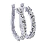 0.75 Carat (ctw) 10K White Gold Round Cut Diamond Ladies Hoop Earrings 3/4 CT