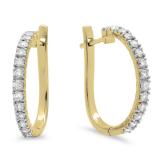 0.75 Carat (ctw) 10K Yellow Gold Round Cut Diamond Ladies Hoop Earrings 3/4 CT