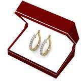 0.75 Carat (ctw) 10K Yellow Gold Round Cut Diamond Ladies Hoop Earrings 3/4 CT