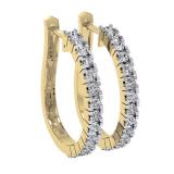 0.75 Carat (ctw) 14K Yellow Gold Round Cut Diamond Ladies Hoop Earrings 3/4 CT