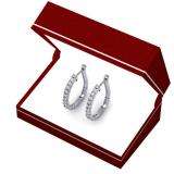 0.75 Carat (ctw) 18K White Gold Round Cut Diamond Ladies Hoop Earrings 3/4 CT