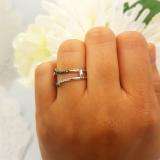 0.25 Carat (ctw) 14K White Gold Round White & Blue Diamond Ladies Anniversary Wedding Band Guard Double Ring 1/4 CT