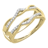 0.25 Carat (ctw) 10K Yellow Gold Round Diamond Ladies Anniversary Wedding Band Enhancer Guard Double Ring 1/4 CT