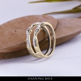 0.25 Carat (ctw) 14K Yellow Gold Round Diamond Ladies Anniversary Wedding Band Enhancer Guard Double Ring 1/4 CT