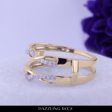 0.25 Carat (ctw) 14K Yellow Gold Round Diamond Ladies Anniversary Wedding Band Enhancer Guard Double Ring 1/4 CT