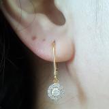 0.55 Carat (ctw) 10K Yellow Gold Round Cut Diamond Ladies Cluster Halo Style Drop Earrings 1/2 CT