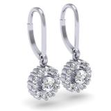 0.55 Carat (ctw) 14K White Gold Round Cut Diamond Ladies Cluster Halo Style Drop Earrings 1/2 CT