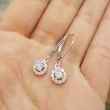 0.55 Carat (ctw) 14K White Gold Round Cut Diamond Ladies Cluster Halo Style Drop Earrings 1/2 CT
