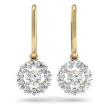 0.55 Carat (ctw) 14K Yellow Gold Round Cut Diamond Ladies Cluster Halo Style Drop Earrings 1/2 CT