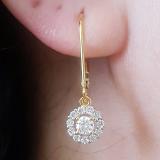 0.55 Carat (ctw) 14K Yellow Gold Round Cut Diamond Ladies Cluster Halo Style Drop Earrings 1/2 CT