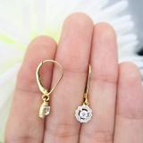 0.55 Carat (ctw) 14K Yellow Gold Round Cut Diamond Ladies Cluster Halo Style Drop Earrings 1/2 CT