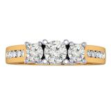 1.00 Carat (ctw) 14K Two Tone Gold Round Cut Diamond Ladies 3 Stone Bridal Engagement Ring 1 CT