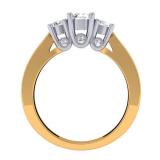 1.00 Carat (ctw) 14K Two Tone Gold Round Cut Diamond Ladies 3 Stone Bridal Engagement Ring 1 CT