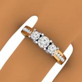 1.00 Carat (ctw) 14K Two Tone Gold Round Cut Diamond Ladies 3 Stone Bridal Engagement Ring 1 CT