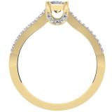 0.50 Carat (ctw) 10K Yellow Gold Princess & Round Diamond Ladies Solitaire With Accents Bridal Split Shank Engagement Ring 1/2 CT