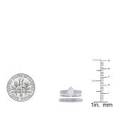 0.30 Carat (ctw) 10K White Gold Round Cut Diamond Men & Women's Micro Pave Engagement Ring Trio Bridal Set 1/3 CT
