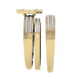 0.30 Carat (ctw) 10K Yellow Gold Round Cut Diamond Men & Women's Micro Pave Engagement Ring Trio Bridal Set 1/3 CT