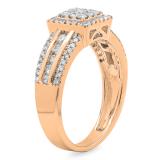 0.75 Carat (ctw) 14K Rose Gold Round Cut Diamond Ladies Cluster Style Bridal Halo Engagement Ring 3/4 CT
