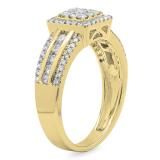 0.75 Carat (ctw) 18K Yellow Gold Round Cut Diamond Ladies Cluster Style Bridal Halo Engagement Ring 3/4 CT