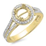0.50 Carat (ctw) 10K Yellow Gold Round Cut Diamond Ladies Semi Mount Bridal Engagement Ring 1/2 CT (No Center Stone)