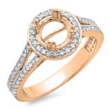 0.50 Carat (ctw) 14K Rose Gold Round Cut Diamond Ladies Semi Mount Bridal Engagement Ring 1/2 CT (No Center Stone)