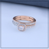 0.55 Carat (ctw) 10K Rose Gold Round Cut Diamond Ladies Halo Engagement Bridal Ring With Matching Band Set 1/2 CT
