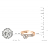 0.55 Carat (ctw) 10K Rose Gold Round Cut Diamond Ladies Halo Engagement Bridal Ring With Matching Band Set 1/2 CT
