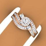 0.65 Carat (ctw) 10K Rose Gold Round Diamond Ladies Twisted Swirl Bridal Halo Engagement Ring With Matching Band Set