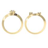 0.65 Carat (ctw) 10K Yellow Gold Round Diamond Ladies Twisted Swirl Bridal Halo Engagement Ring With Matching Band Set
