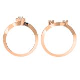 0.65 Carat (ctw) 14K Rose Gold Round Diamond Ladies Twisted Swirl Bridal Halo Engagement Ring With Matching Band Set