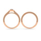 0.25 Carat (ctw) 10K Rose Gold Princess & Round Diamond Ladies Milgrain Bridal Halo Engagement Ring With Matching Band Set 1/4 CT
