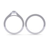 0.25 Carat (ctw) 10K White Gold Princess & Round Diamond Ladies Milgrain Bridal Halo Engagement Ring With Matching Band Set 1/4 CT