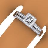 0.25 Carat (ctw) 10K White Gold Princess & Round Diamond Ladies Milgrain Bridal Halo Engagement Ring With Matching Band Set 1/4 CT