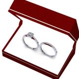 0.25 Carat (ctw) 10K White Gold Princess & Round Diamond Ladies Milgrain Bridal Halo Engagement Ring With Matching Band Set 1/4 CT