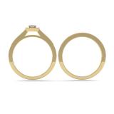 0.25 Carat (ctw) 10K Yellow Gold Princess & Round Diamond Ladies Milgrain Bridal Halo Engagement Ring With Matching Band Set 1/4 CT