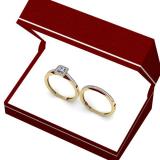 0.25 Carat (ctw) 10K Yellow Gold Princess & Round Diamond Ladies Milgrain Bridal Halo Engagement Ring With Matching Band Set 1/4 CT