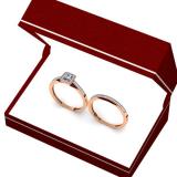 0.25 Carat (ctw) 14K Rose Gold Princess & Round Diamond Ladies Milgrain Bridal Halo Engagement Ring With Matching Band Set 1/4 CT