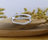0.50 Carat (ctw) 18K White Gold Round Diamond Ladies Anniversary Wedding Band Enhancer Guard Double Ring 1/2 CT