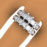 3.10 Carat (ctw) 14K White Gold Princess & Round Diamond Ladies Bridal 3 Stone Engagement Ring With Matching Band Set 3 1/10 CT