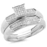 0.25 Carat (ctw) 14K White Gold Round Cut Diamond Ladies Bridal Engagement Ring With Matching Wedding Band Set 1/4 CT