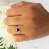 1.00 Carat (ctw) 10K White Gold Princess Cut Black Diamond Ladies Solitaire Bridal Engagement Ring 1 CT