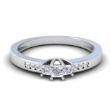 IGI CERTIFIED 0.33 Carat (ctw) 14K White Gold Round & Princess Diamond Ladies 3 Stone Engagement Bridal Ring 1/3 CT