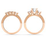 1.80 Carat (ctw) 14K Rose Gold Round Diamond Ladies Bridal 3 Stone Engagement Ring With Matching Band Set