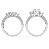 1.80 Carat (ctw) 14K White Gold Round Diamond Ladies Bridal 3 Stone Engagement Ring With Matching Band Set