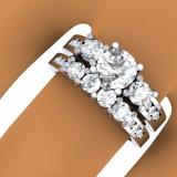1.80 Carat (ctw) 14K White Gold Round Diamond Ladies Bridal 3 Stone Engagement Ring With Matching Band Set