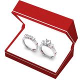 1.80 Carat (ctw) 14K White Gold Round Diamond Ladies Bridal 3 Stone Engagement Ring With Matching Band Set