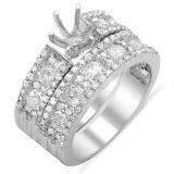 1.33 Carat (ctw) 10K White Gold Round Cut Diamond Ladies Engagement Semi Mount Bridal Ring Set 1 1/3 CT (No Center Stone)