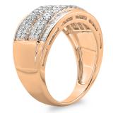 1.25 Carat (ctw) 10K Rose Gold Round & Baguette Cut Diamond Ladies Anniversary Wedding Band 1 1/4 CT