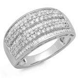 1.25 Carat (ctw) 10K White Gold Round & Baguette Cut Diamond Ladies Anniversary Wedding Band 1 1/4 CT